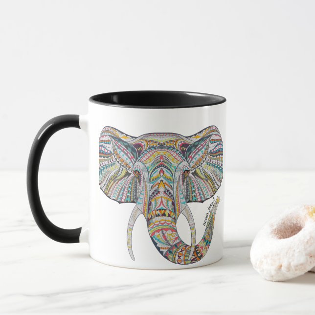 Mandala Elephant Coffee Mug (With Donut)