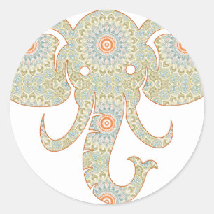 Mandala Elephant Head Design Classic Round Sticker