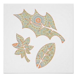 Mandala Falling Leaves Design Poster