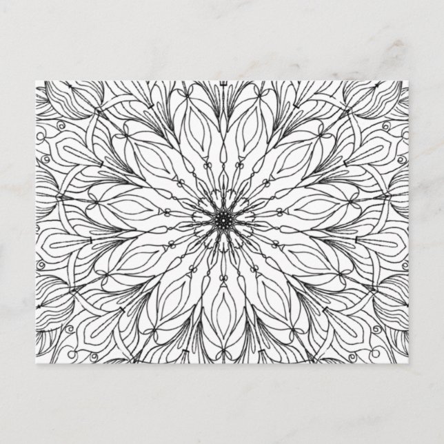 Mandala floral pattern colouring flower pattern postcard (Front)