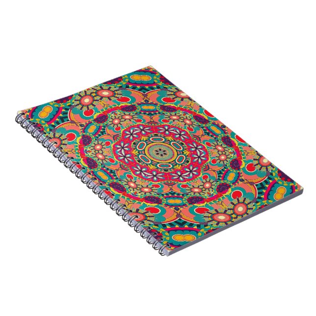 Mandala Floral Psychedelic Retro Hippie Millefiori Notebook (Right Side)