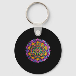 Mandala Floral Zen Vibrant Circular Pattern Key Ring