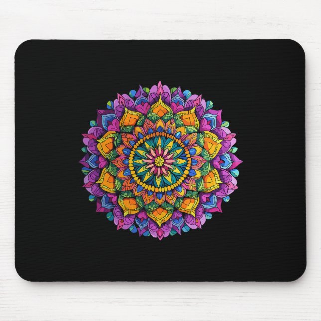 Mandala Floral Zen Vibrant Circular Pattern  Mouse Pad (Front)