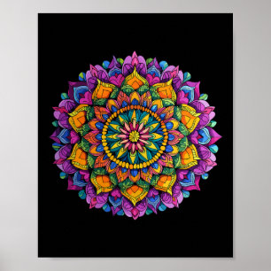 Mandala Floral Zen Vibrant Circular Pattern Poster