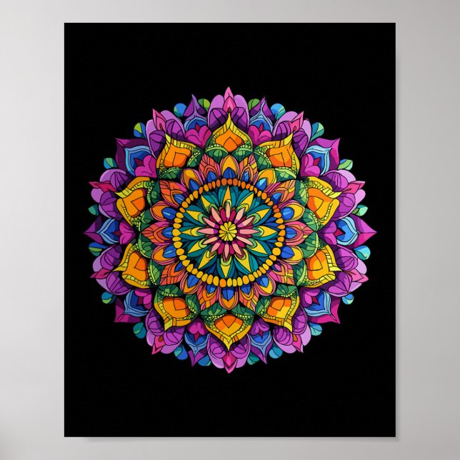 Mandala Floral Zen Vibrant Circular Pattern  Poster (Front)
