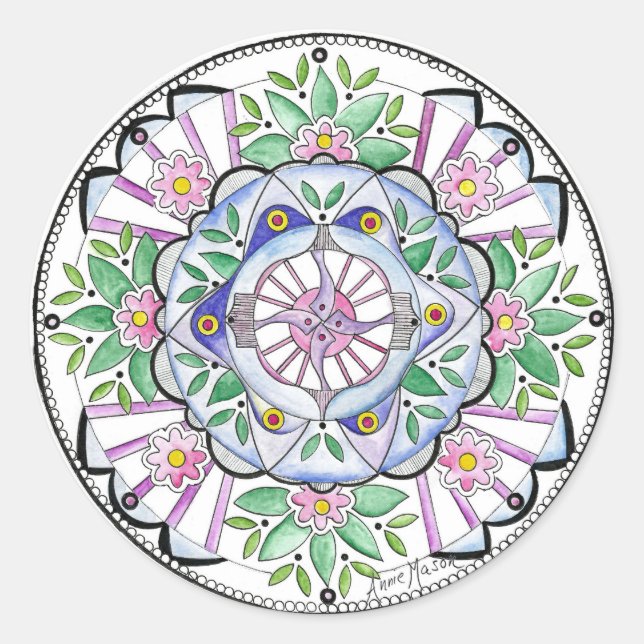 Mandala Floribunda Classic Round Sticker (Front)