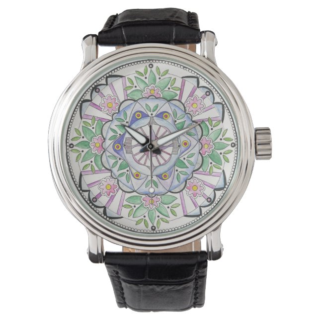 Mandala Floribunda design on a watch (Front)