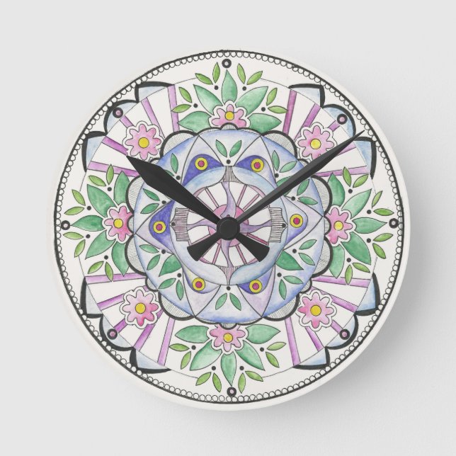 Mandala Floribunda Wall Clock (Front)