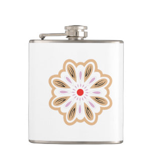 Mandala Flower Art Print Boho Decor Hip Flask