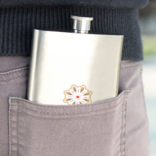 Mandala Flower Art Print Boho Decor Hip Flask
