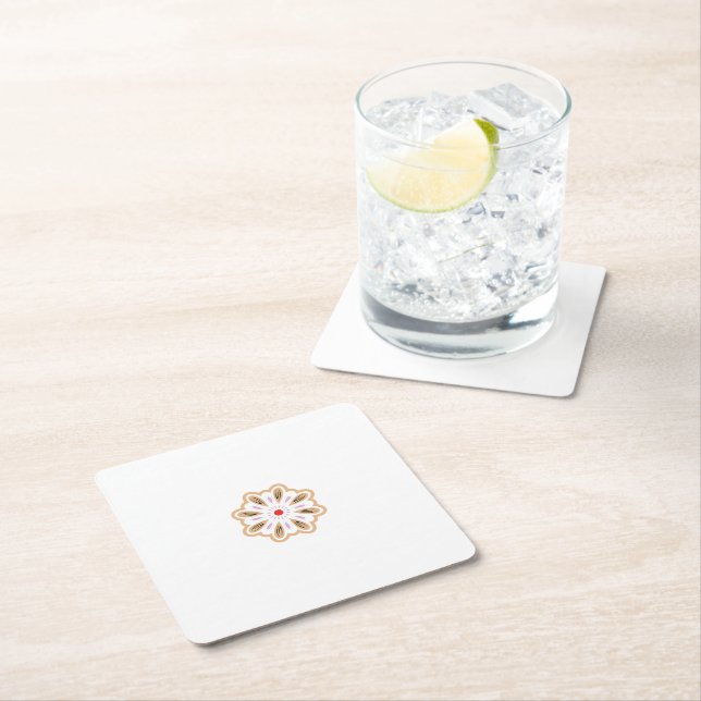 Mandala Flower Art Print | Boho Decor Square Paper Coaster (Insitu)