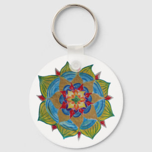 Mandala Flower Basic Button Key Ring