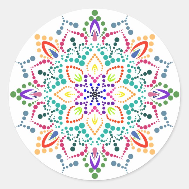 Mandala flower classic round sticker (Front)