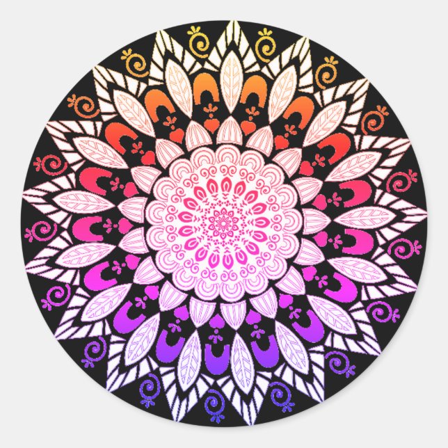 Mandala Flower Design  Classic Round Sticker (Front)