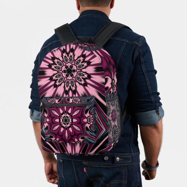 Mandala flower design printed backpack (Insitu (Model))