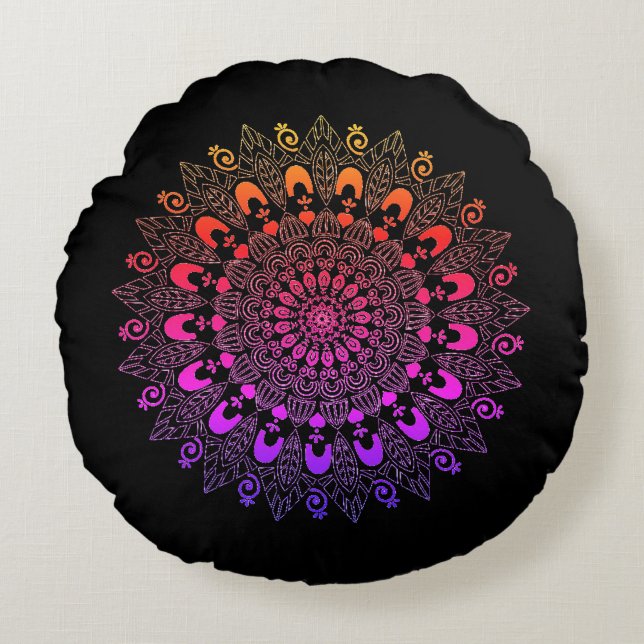 Mandala Flower Design Throw Pillow (Front)