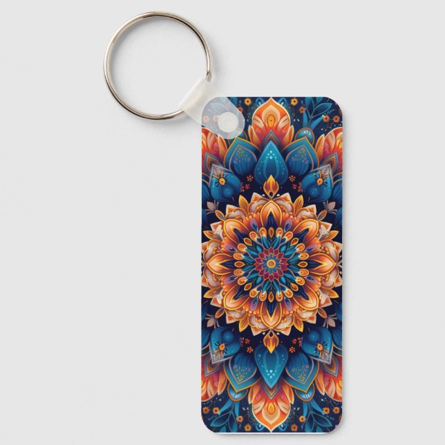 Mandala Flower Digital Art Style-23907 Key Ring (Front)