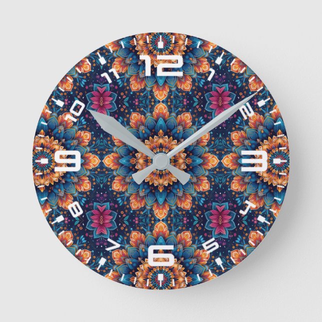 Mandala Flower Digital Art Style-23907 Round Clock (Front)