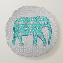 Mandala flower elephant - turquoise, grey & white