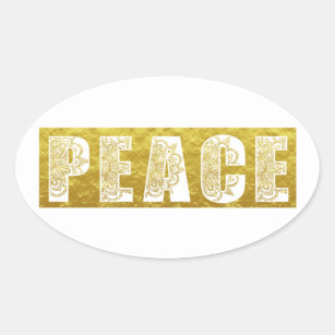 Mandala flower font Peace Typography Oval Sticker