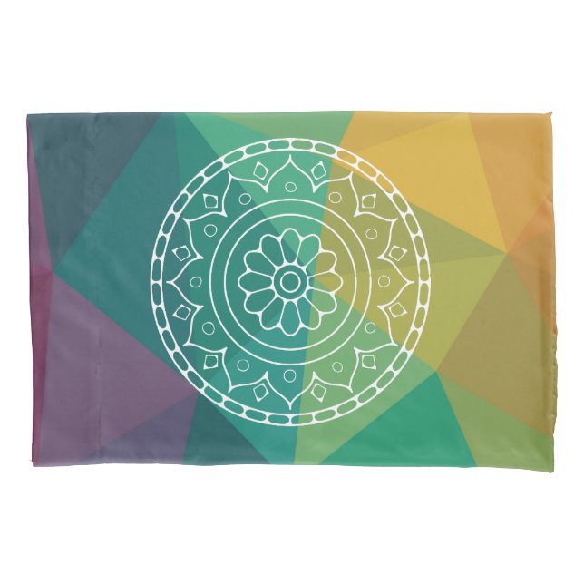 Mandala flower india rainbow boho chic  pillowcase (Front)