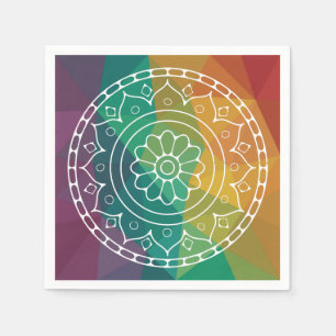 Mandala flower india rainbow boho colourful design napkin