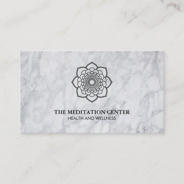 Mandala Flower Marble Yoga Business Card (Front)