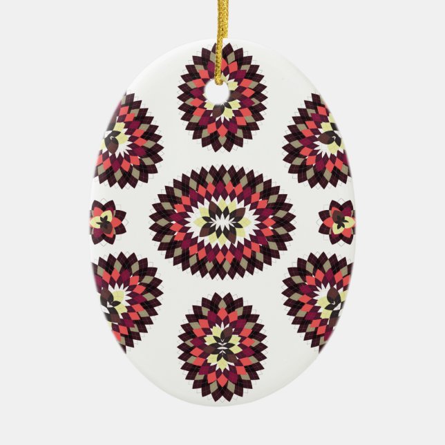 Mandala Flower Pattern Ceramic Tree Decoration (Front)
