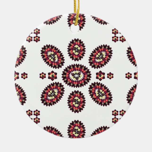 Mandala Flower Pattern Ceramic Tree Decoration (Front)