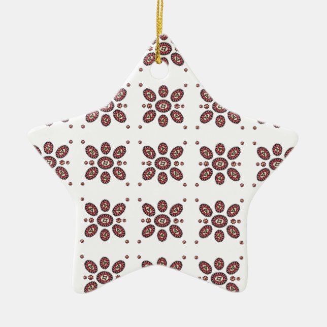 Mandala Flower Pattern Ceramic Tree Decoration (Front)