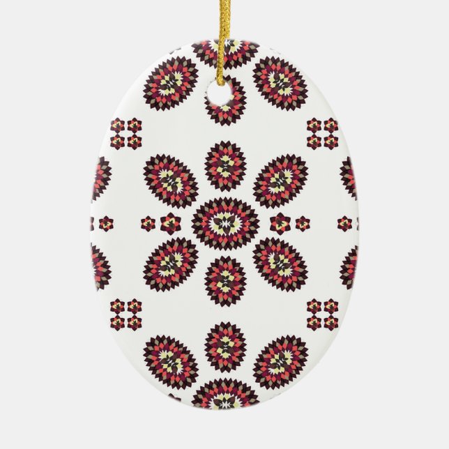 Mandala Flower Pattern Ceramic Tree Decoration (Front)
