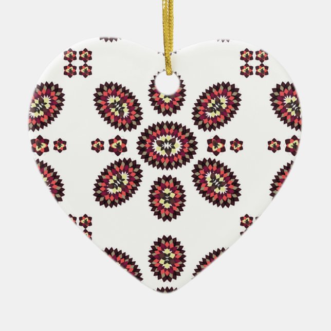 Mandala Flower Pattern Ceramic Tree Decoration (Front)