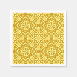 Mandala Flower Pattern - Mustard Gold and Yellow Napkin