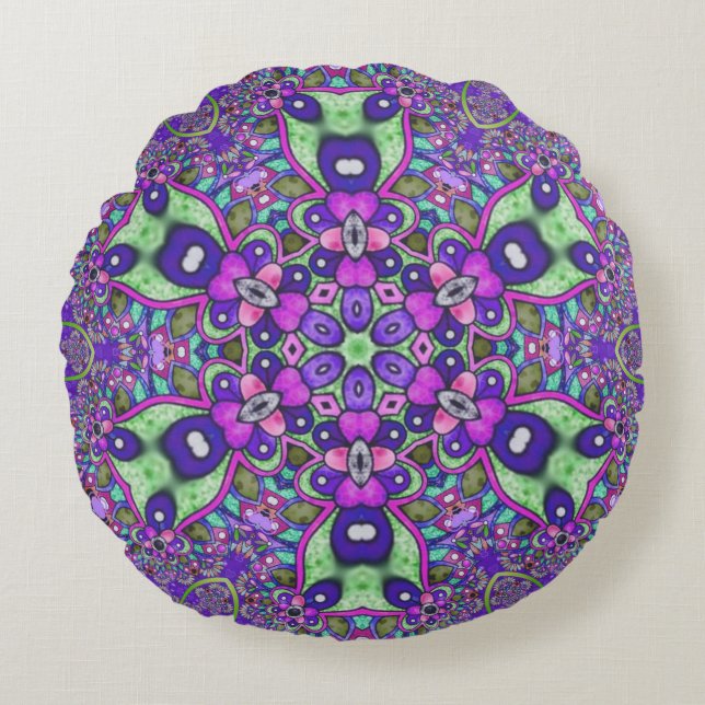 Mandala flower round cushion (Front)