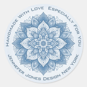 Mandala Flower Simple Pastel Blue Handmade Labels