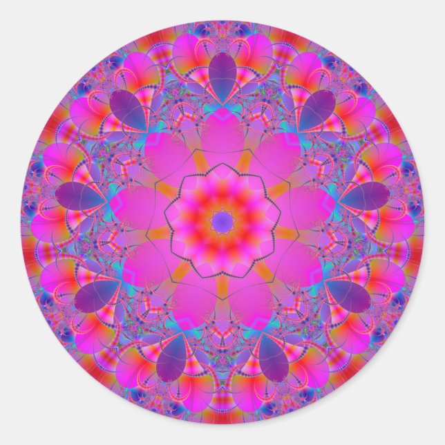 Mandala Fractal hot colours sticker (Front)