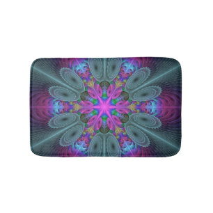 Mandala From Centre Colourful Fractal Art With Pin Bath Mat