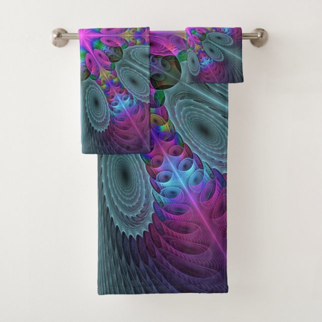 Mandala From Centre Colourful Fractal Art With Pin Bath Towel Set (Insitu)