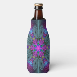 Mandala From Centre Colourful Fractal Art With Pin Bottle Cooler