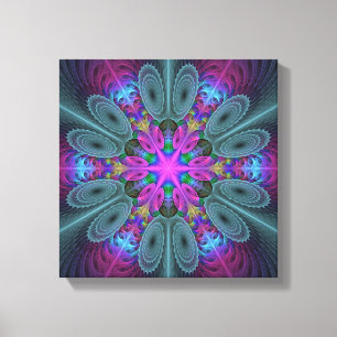 Mandala From Centre Colourful Fractal Art With Pin Canvas Print