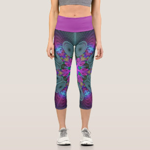 Mandala From Centre Colourful Fractal Art With Pin Capri Leggings