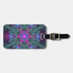 Mandala From Centre Colourful Fractal Art With Pin Luggage Tag