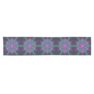 Mandala From Centre Colourful Fractal Art With Pin Short Table Runner