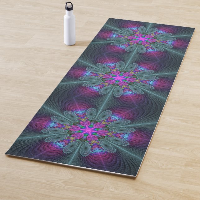 Mandala From Centre Colourful Fractal Art With Pin Yoga Mat (In Situ)