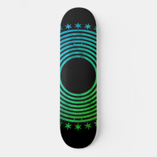 Mandala Geometric Abstract Pattern Green Black Skateboard