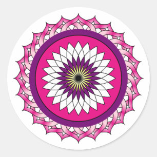 Mandala geometric pattern Lotus pink symbol Classic Round Sticker