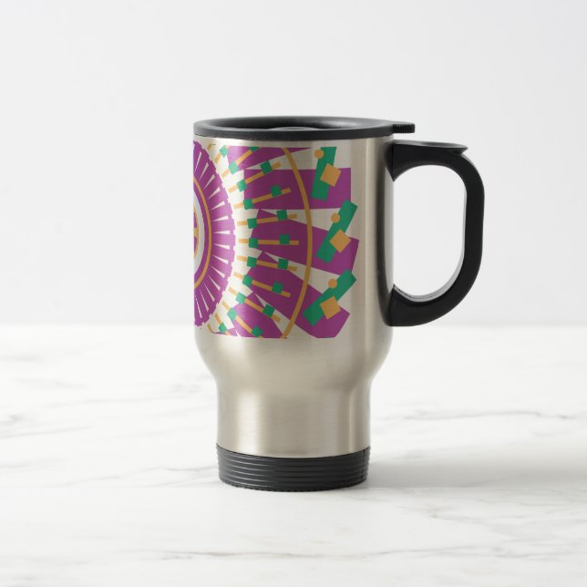 mandala geometric pattern shapes travel mug (Right)