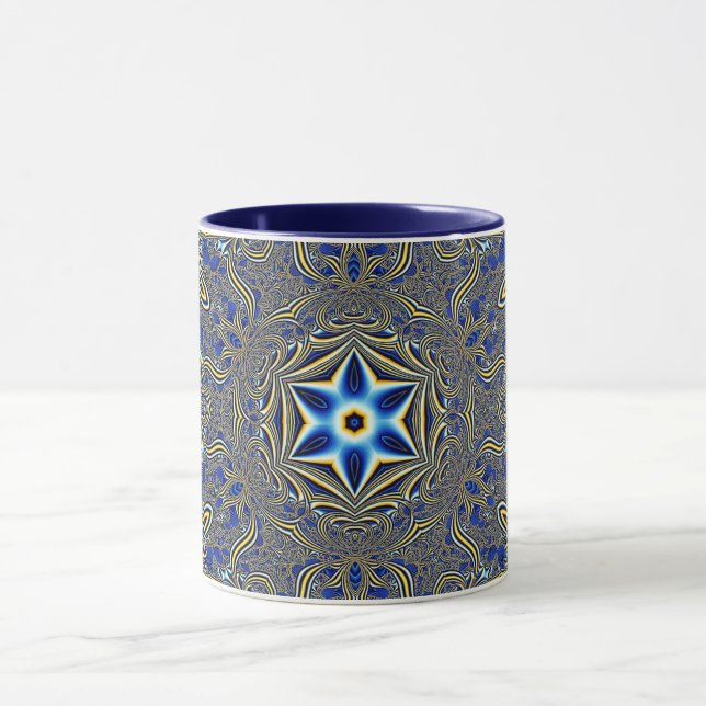 Mandala Geometric Rosette Fractal Retro Hippie Mug (Center)