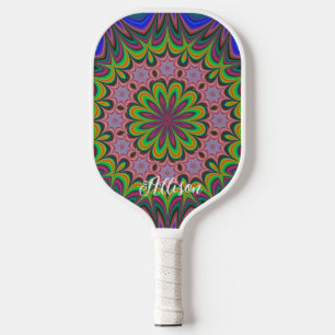 Mandala Geometric Rosette Retro Hippie Pickleball Paddle