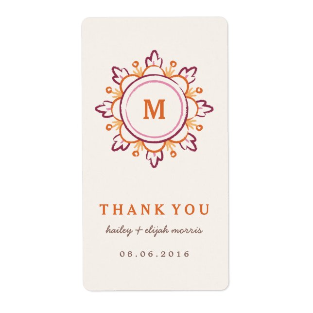 Mandala Gift Tag Label - Tangerine (Front)